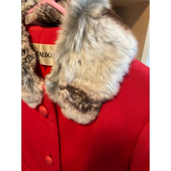 Vintage 60s Jack Feit Red Fitted Fur Trimmed Short Cropped Mod Blazer Jacket - Picture 4 of 12